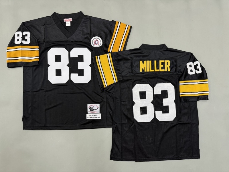 Men 2025 Pittsburgh Steelers #83 Miller black Throwback Limited NFL Jersey style 002